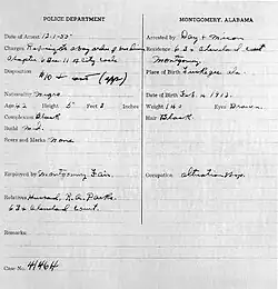 A scan of the second page of Rosa Parks's police report.