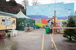 Photograph of food carts on a parking lot