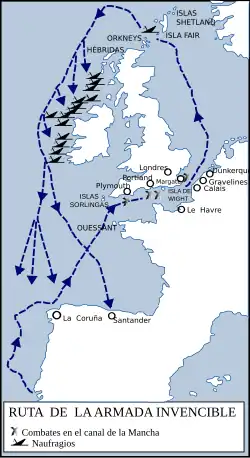 Navigation of the Spanish Armada, 1588.