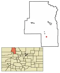 Location of Yampa in Routt County, Colorado.