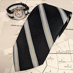 An RAF Sector clock themed wrist watch, (ROC tie with matching NATO watch strap).