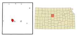 Location within Russell County and Kansas