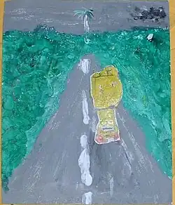 Nica Bus, gouache on paper, 1999