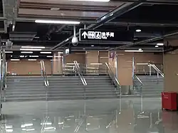 Restroom at north end of Line 6 concourse, with the reserved transfer node for Line 11 visible (2014)