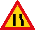 Road narrows on right side
