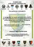 SADF End state certificate 73 Brigade from 1998. Note how different the Brigade units were at this stage.
