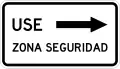 R-11-5 Use pedestrian safety zone to the right