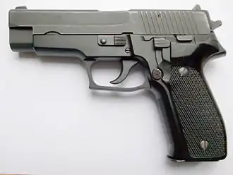 A SIG Sauer P226 pistol.