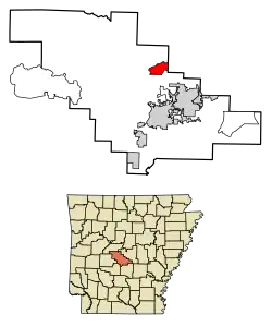 Location of Avilla in Saline County, Arkansas.