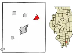 Location of Eldorado in Saline County, Illinois.