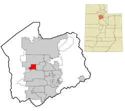 Location in Salt Lake County and the state of Utah.