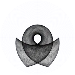 An orbit of the swinging Atwood's machine for , , and zero initial velocity.