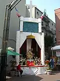 A San Gennaro shrine in the courtyard of the Most Precious Blood Church
