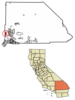 Location in San Bernardino County and the state of California