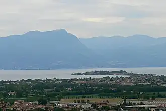 Sirmione peninsula and lake Garda seen from Desenzano