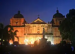 San Nicolas de Tolentino Parish Church, at night