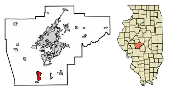 Location of Auburn in Sangamon County, Illinois.