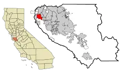 Location in Santa Clara County and the state of California