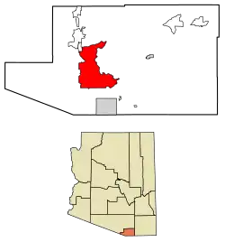 Location of Rio Rico in Santa Cruz County, Arizona