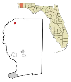 Location in Santa Rosa County and the state of Florida