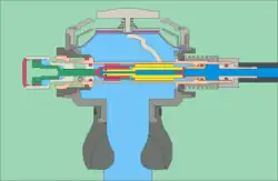cross section of diving regulator second stage, no air is delivered