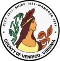 Likeness of Pocahontas on the seal of Henrico County, Virginia