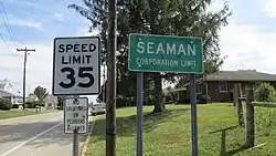Seaman corporation limit sign.