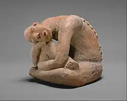 Seated figure; by artists of the Djenné-Djenno culture (Mali); 13th century; earthenware; width: 29.9 cm; Metropolitan Museum of Art, New York City[105]