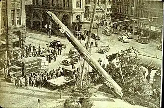 Reinstallation of Pioneer Square totem pole, 1940