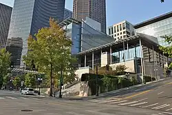 The building viewed from the southwest