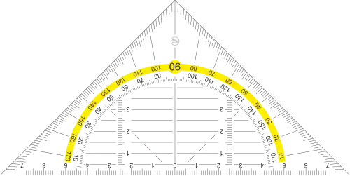 Geodreieck, a special type of protractor triangle (180°).