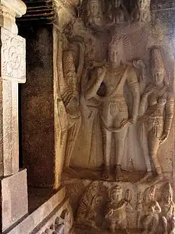 Bhagiratha (left) at the Ravana Phadi Cave, Aihole, India