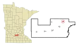 Location of Green Isle within Sibley County, Minnesota