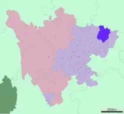 Location of Bazhong in Sichuan
