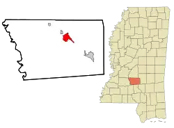 Location of Mendenhall, Mississippi