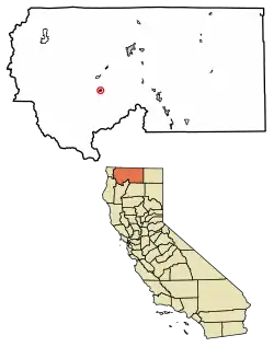 Location of Etna in Siskiyou County, California.