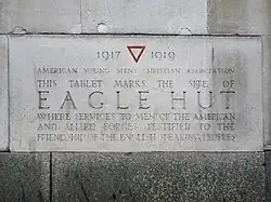 Photo of a stone tablet commemorating the site of Eagle Hut.