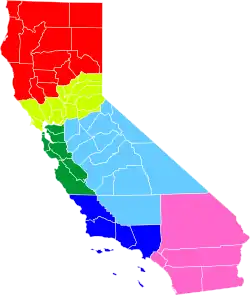 2013: Tim Draper's Six Californias proposal   Jefferson   North California   Silicon Valley   Central California   West California   South California