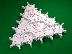 A partial tiling of three-dimensional space with the 3D monotile.