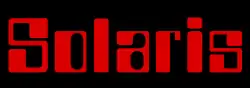 Red blocky text reading "SOLARIS"
