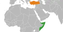 Map indicating locations of Somalia and Turkey