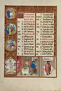 January Calendar Page; Feasting and Warming; Zodiacal Sign of Aquarius by Master James IV