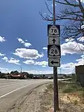 The eastern beginning of Utah route 78, at its junction with Utah route 28 in the town of Levan, Juab County (May 2020)