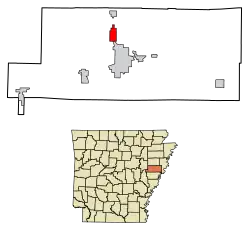 Location of Caldwell in St. Francis County, Arkansas.