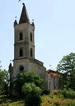 The ruins of the Lutheran church of Malcoci (German: Malkotsch) of the Dobrujan Germans in Tulcea County