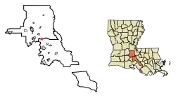 Location of Arnaudville in St. Landry Parish, Louisiana.
