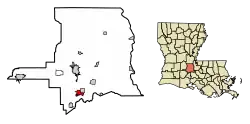 Location of Sunset in St. Landry Parish, Louisiana.