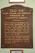 Plaque accompanying Steam Locomotive 336