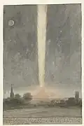 The comet as it appeared above Beverwijk on 22 December 1680.