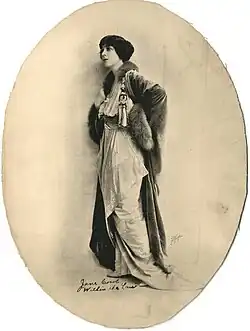 Black and white full-length portrait of Jane Cowl.